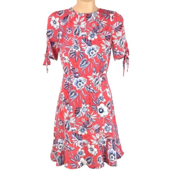 Tokito Dresses & Skirts - Tokito Womens Dress Size 6 Pink Grey Floral Short Sleeve Fit & Flare Keyhole NEW